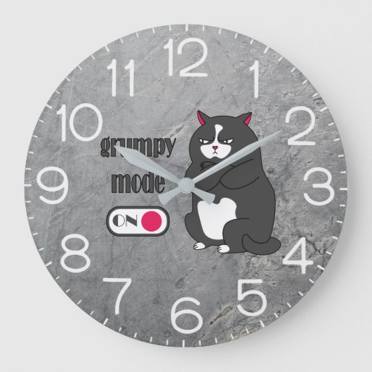 Grumpiger Modus bei lustiger, dicker Katze Große Wanduhr (Vorderseite)