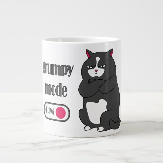 Grumpiger Modus bei lustiger, dicker Katze Jumbo-Tasse (Vorderseite)
