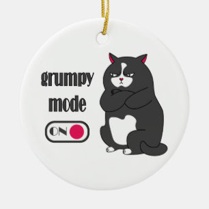 Grumpiger Modus bei lustiger, dicker Katze Keramik Ornament