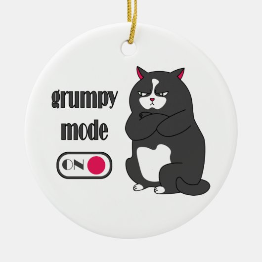 Grumpiger Modus bei lustiger, dicker Katze Keramik Ornament (Vorne)