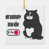 Grumpiger Modus bei lustiger, dicker Katze Keramikornament (Rückseite)
