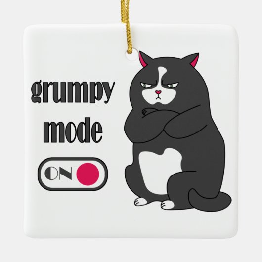 Grumpiger Modus bei lustiger, dicker Katze Keramikornament (Vorderseite)