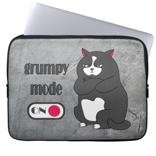 Grumpiger Modus bei lustiger, dicker Katze Laptopschutzhülle (Vorderseite)
