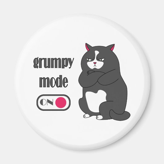 Grumpiger Modus bei lustiger, dicker Katze Magnet (Vorne)