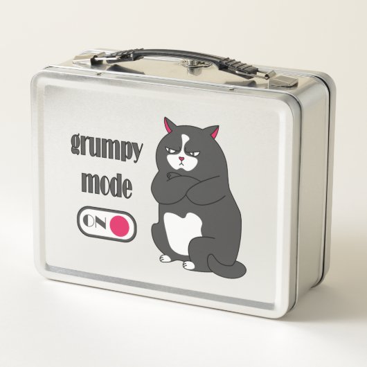 Grumpiger Modus bei lustiger, dicker Katze Metall Brotdose (Rückseite)