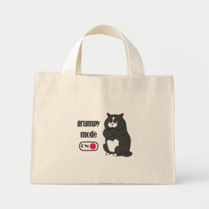 Grumpiger Modus bei lustiger, dicker Katze Mini Stoffbeutel