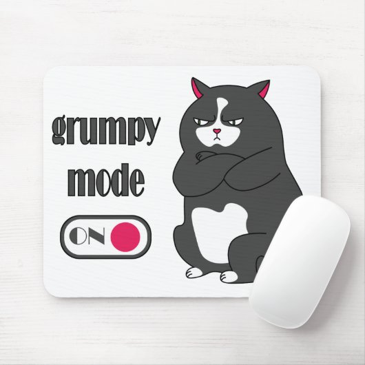 Grumpiger Modus bei lustiger, dicker Katze Mousepad (Mit Mouse)