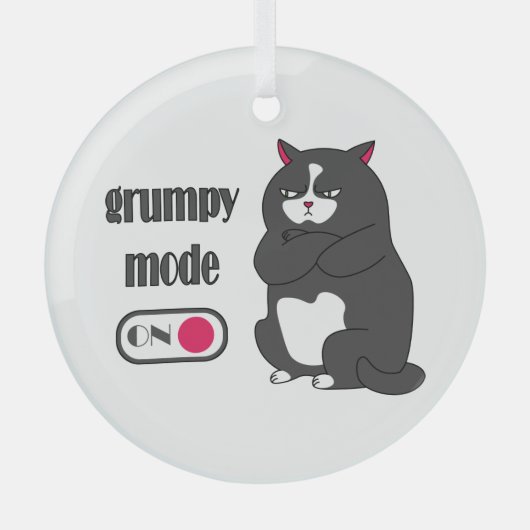 Grumpiger Modus bei lustiger, dicker Katze Ornament Aus Glas (Vorderseite)