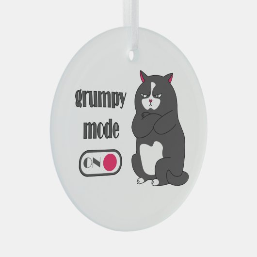 Grumpiger Modus bei lustiger, dicker Katze Ornament Aus Glas (Vorderseite Rechts)