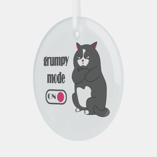 Grumpiger Modus bei lustiger, dicker Katze Ornament Aus Glas (Vorderseite links)