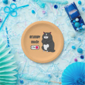 Grumpiger Modus bei lustiger, dicker Katze Pappteller (Party)