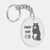 Grumpiger Modus bei lustiger, dicker Katze Schlüsselanhänger (Vorderseite links)