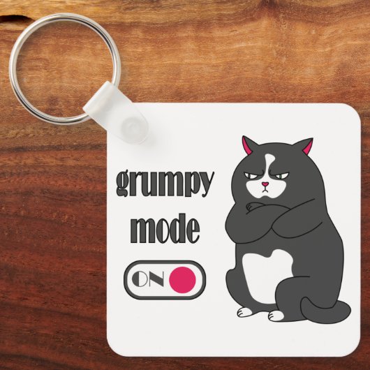 Grumpiger Modus bei lustiger, dicker Katze Schlüsselanhänger (Vorderseite)