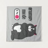 Grumpiger Modus bei lustiger, dicker Katze Wandteppich (Vorderseite (Horizontal))