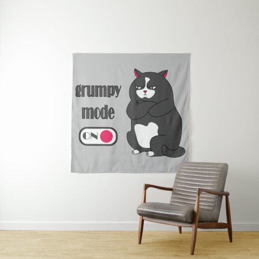Grumpiger Modus bei lustiger, dicker Katze Wandteppich (Beispiel)