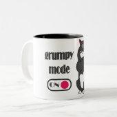 Grumpiger Modus bei lustiger, dicker Katze Zweifarbige Tasse (Vorderseite Links)