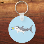 Grumpiger Tigerhai und niedlicher gelber Fisch Schlüsselanhänger (Vorderseite)