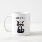 Grumpische Katze mit Tasse Kaffee (Links)