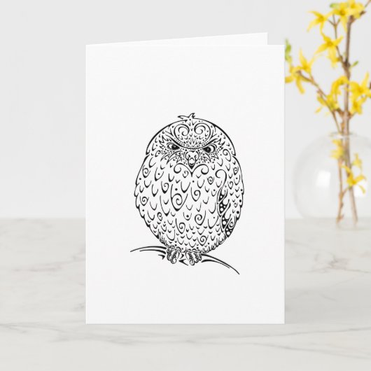 Grumpy African Barred Owlet Design Karte (Gelbe Blume)