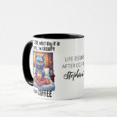 Grumpy Angry Cat Drink Coffee Quote Tasse (Vorderseite Links)