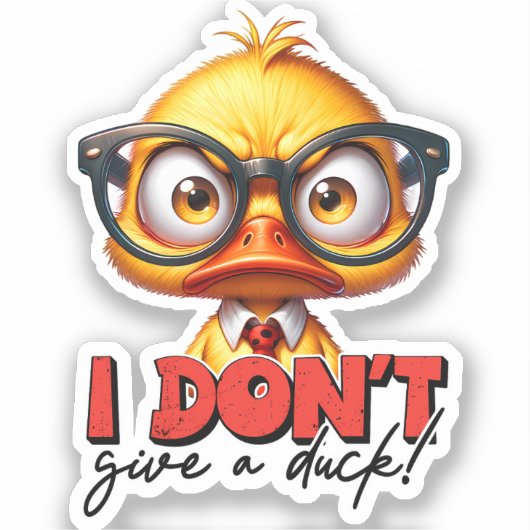 Grumpy Angry Duck Wear Glasses Funny Sprichwort Aufkleber (Vorderseite)