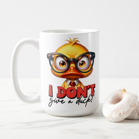 Grumpy Angry Duck Wear Glasses Funny Sprichwort Kaffeetasse (Mit Donut)
