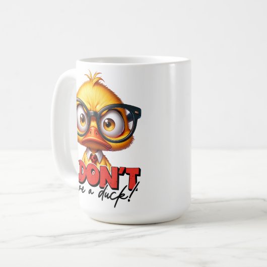 Grumpy Angry Duck Wear Glasses Funny Sprichwort Kaffeetasse (Vorderseite Links)