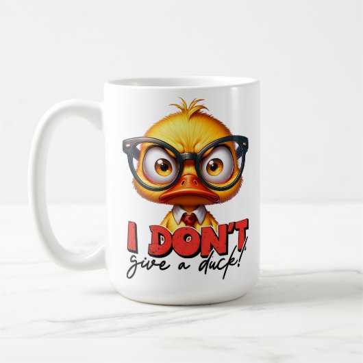 Grumpy Angry Duck Wear Glasses Funny Sprichwort Kaffeetasse (Links)