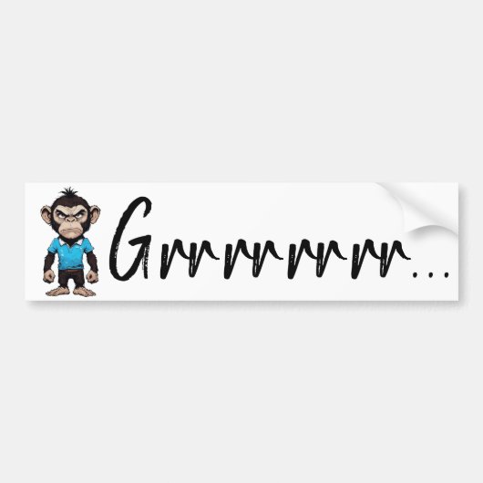 Grumpy Ape Decal, Funny Angry 'Grrr' Expression Autoaufkleber (Vorne)