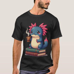 Grumpy Axolotl Kaffeeliebhaber Kawaii Axolotl Kuns T-Shirt