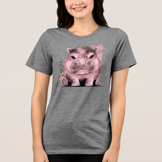 Grumpy Baby Hippo Tri-Blend Shirt (Vorderseite)