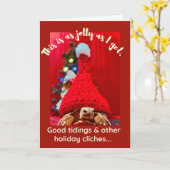 Grumpy baby sulcata tortoise in red hat Holiday Karte (Gelbe Blume)