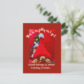 Grumpy baby sulcata tortoise in red hat Holiday Postkarte (Stehend Vorderseite)