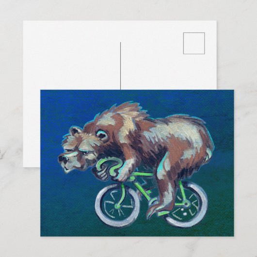 Grumpy Bär Reiten mit dem Fahrrad Postkarte (Vorne/Hinten)