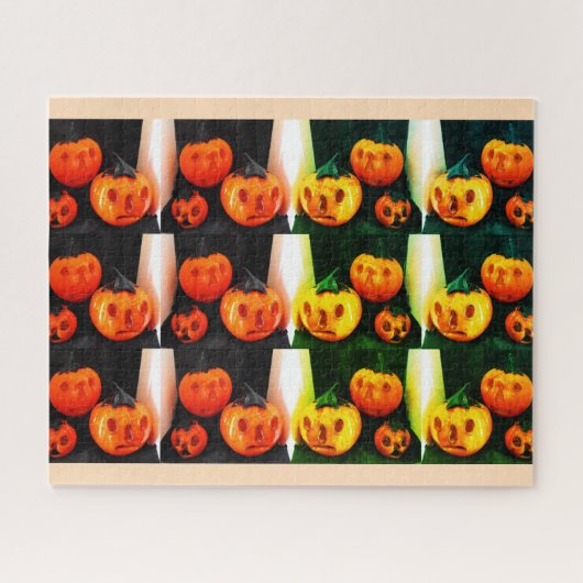 Grumpy beängstigende Halloween-Kürbis Puzzle (Horizontal)