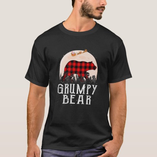 Grumpy Bear Christmas Pajama Red Kariert Buffalo T-Shirt (Vorderseite)