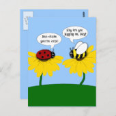 Grumpy Bee und Smitten Ladybug Postkarte (Vorne/Hinten)