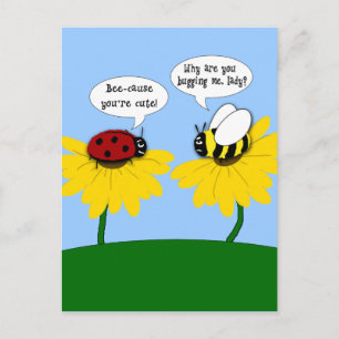 Grumpy Bee und Smitten Ladybug Postkarte