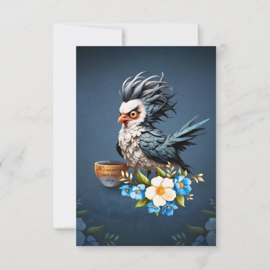 Grumpy Bird am Montag. Dankeskarte (Rückseite)