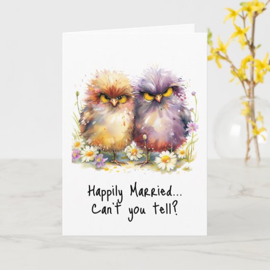 Grumpy Birds Funny Anniversary Card Sarcasm Karte (Gelbe Blume)
