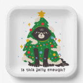 Grumpy Black Cat als Baum verkleidet Pappteller (Vorderseite)