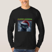 Grumpy Black Cat ‘Claws Humbug’ Christmas T-Shirt (Vorderseite)