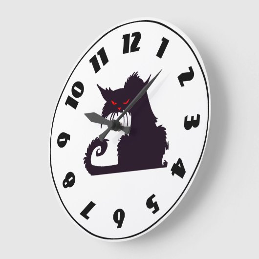 Grumpy Black Cat Clock Große Wanduhr (Winkel)