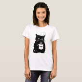 Grumpy Black Cat Coffee Lover Funny Custom T-Shirt (Vorne ganz)
