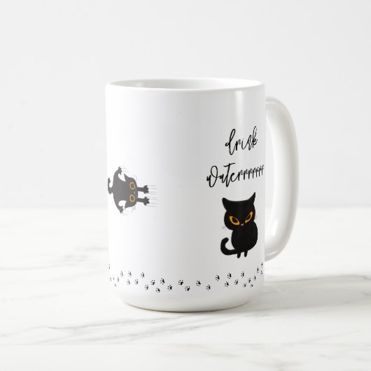 Grumpy Black Cat Drink Water Erinnerung Tasse (VorderseiteRechts)