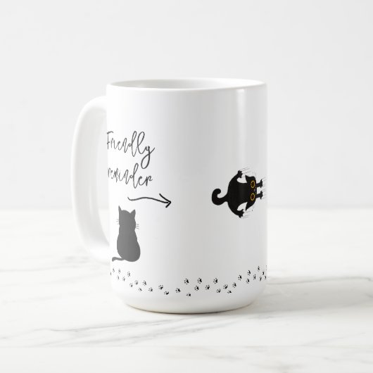 Grumpy Black Cat Drink Water Erinnerung Tasse (Vorderseite Links)