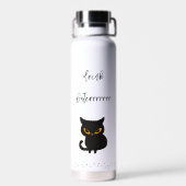Grumpy Black Cat Drink Water Erinnerung Trinkflasche (Rückseite)