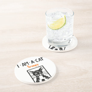 Grumpy Black Cat für Grumpy Person oder Katze Sandstein Untersetzer