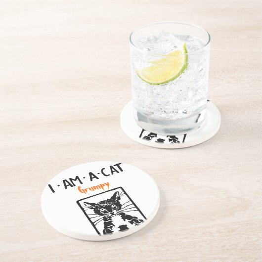 Grumpy Black Cat für Grumpy Person oder Katze Sandstein Untersetzer (Seite)