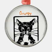Grumpy Black Cat für Grumpy Person oder Katze Silbernes Ornament (Vorne)